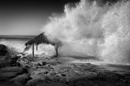Picture of USA-CALIFORNIA-LA JOLLA HIGH SURF AT HIGH TIDE INUNDATES WINDANSEA SURF SHACK