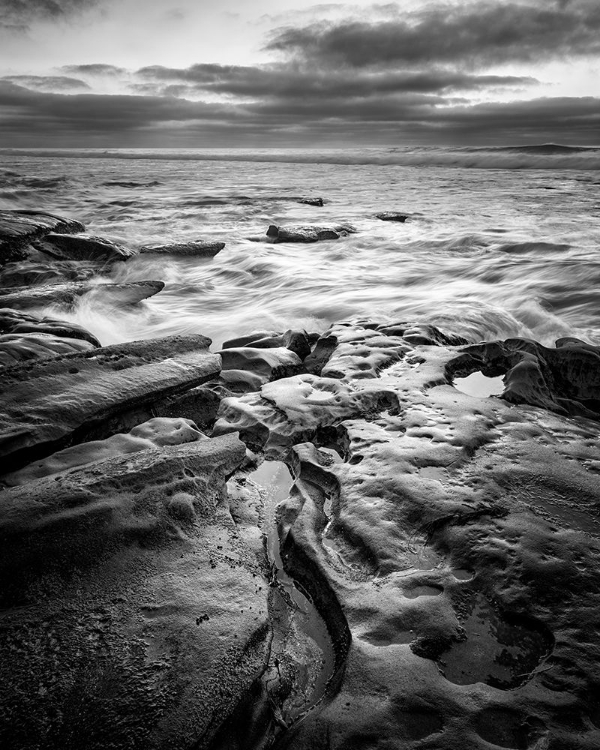 Picture of USA-CALIFORNIA-LA JOLLA DUSK AND SURF AT COAST BLVD PARK