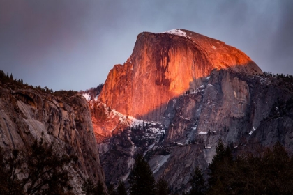Picture of USA-CALIFORNIA-YOSEMITE NATIONAL PARK SUNSET LIGHT HITS HALF DOME IN WINTER