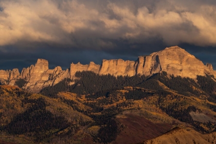Picture of USA-COLORADO-UNCOMPAHGRE NATIONAL FOREST PANORAMIC AUTUMN VIEW OF CIMARRON MOUNTAINS AT SUNSET