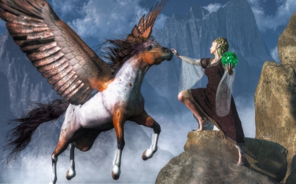 Picture of ELF SUMMONING A PEGASUS