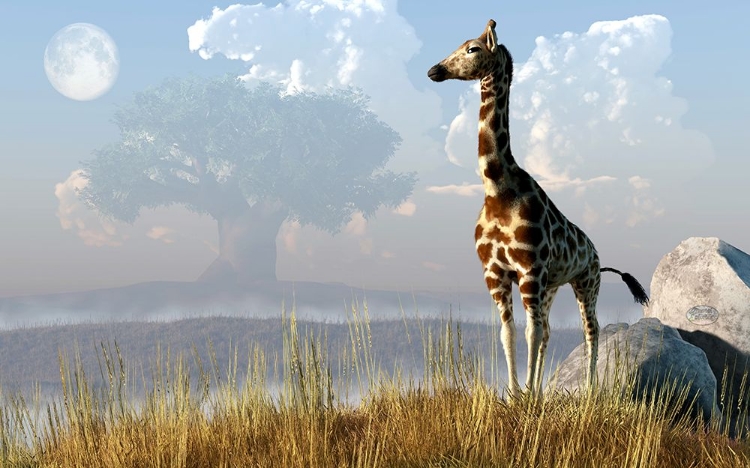 Picture of GIRAFFE AND GIANT TREE
