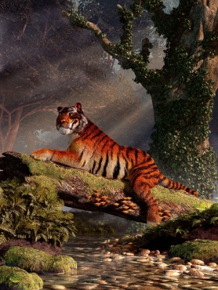 Picture of TIGER ON A LOG