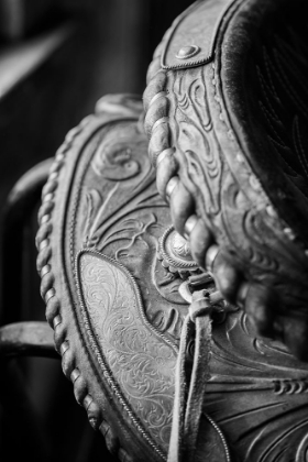 Picture of USA-COLORADO-CUSTER COUNTY-WESTCLIFFE-MUSIC MEADOWS RANCH TACK ROOM TOOLED LEATHER WESTERN SADDLE