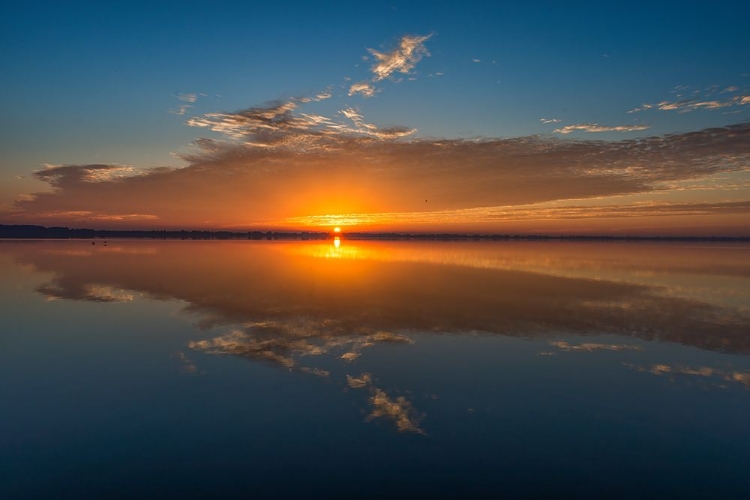 Picture of STUNNING COLORS OF SUNRISE AND CLOUDS REFLECTED ON LAKE HANCOCK FROM CIRCLE B BAR PRESERVE-FLORIDA