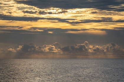 Picture of DRAMATIC SKIES-RAIN-SUNBEAMS-SUNSET COLORS KISS THE HORIZON OF THE GULF OF MEXICO-FLORIDA
