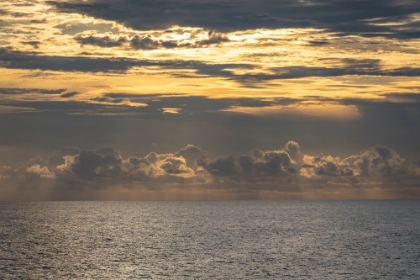 Picture of DRAMATIC SKIES-RAIN-SUNBEAMS-SUNSET COLORS KISS THE HORIZON OF THE GULF OF MEXICO-FLORIDA