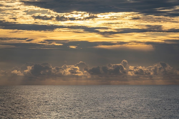 Picture of DRAMATIC SKIES-RAIN-SUNBEAMS-SUNSET COLORS KISS THE HORIZON OF THE GULF OF MEXICO-FLORIDA