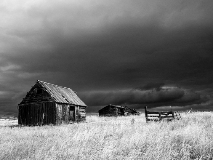 Picture of USA-IDAHO-HIGHWAY 36-LIBERTY STORM PASSING OVER OLD WOODEN BARN