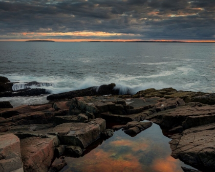 Picture of USA-MAINE-ACADIA NATIONAL PARK MOODY SUNSET ON OCEAN COASTLINE
