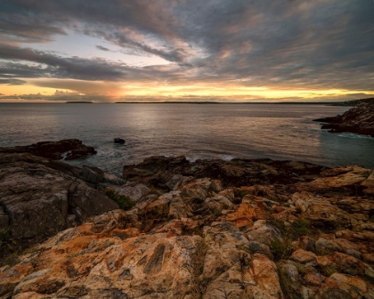 Picture of USA-MAINE-ACADIA NATIONAL PARK MOODY SUNSET ON OCEAN COASTLINE