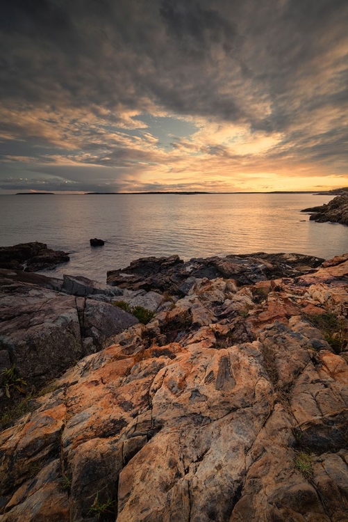 Picture of USA-MAINE-ACADIA NATIONAL PARK MOODY SUNSET ON OCEAN COASTLINE