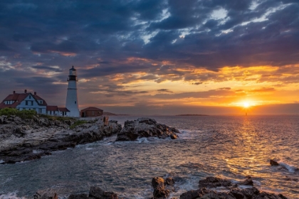Picture of SUNRISE AT PORTLAND HEAD LIGHTHOUSE IN PORTLAND-MAINE-USA