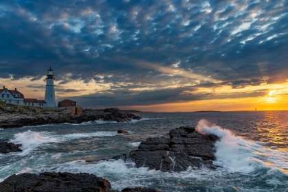 Picture of SUNRISE AT PORTLAND HEAD LIGHTHOUSE IN PORTLAND-MAINE-USA