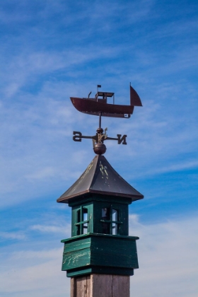 Picture of USA-NEW ENGLAND-MAINE-MT-DESERT ISLAND WEATHER VANE TOPPED WITH A FISHING BOAT