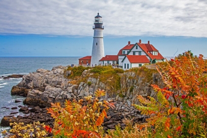 Picture of USA-NEW ENGLAND-MAINE-CAPE ELIZABETH-ATLANTIC PORTLAND HEAD LIGHTHOUSE DURING THE FALL SEASON