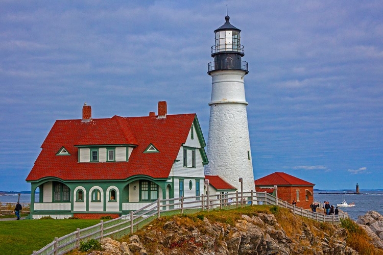 Picture of USA-NEW ENGLAND-MAINE-CAPE ELIZABETH-ATLANTIC PORTLAND HEAD LIGHTHOUSE DURING THE FALL SEASON