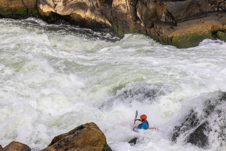 Picture of USA-MARYLAND-GREAT FALLS-POTOMAC RIVER AND KAYAKER