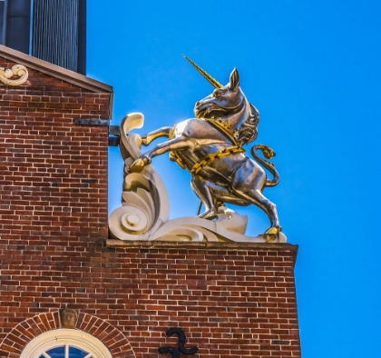 Picture of SILVER BRITISH UNICORN FANEUIL MEETING HALL-FREEDOM TRAIL-BOSTON-MASSACHUSETTS-MEETING PLACE AMERIC
