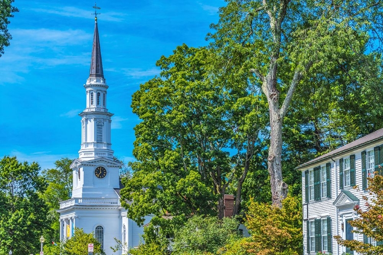 Picture of FIRST PARISH CHURCH-HARRINGTON HOUSE-LEXINGTON BATTLE GREEN-MASSACHUSETTS-SITE OF APRIL 19-1775 FIR