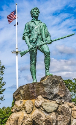 Picture of LEXINGTON MINUTE MAN PATRIOT STATUE-LEXINGTON BATTLE GREEN-MASSACHUSETTS-SITE OF APRIL 19-1775 FIRS