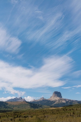 Picture of USA-MONTANA-GLACIER NATIONAL PARK CIRRUS CLOUDS ABOVE CHIEF MOUNTAIN