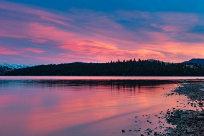 Picture of FIERY SUNSET CLOUDS OVER FLATHEAD LAKE IN DAYTON-MONTANA-USA