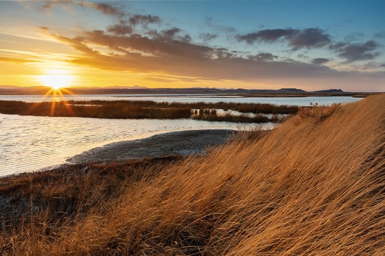 Picture of SUNSET SKIES AT FREEZEOUT LAKE WILDLIFE MANAGEMENT AREA NEAR CHOTEAU-MONTANA-USA