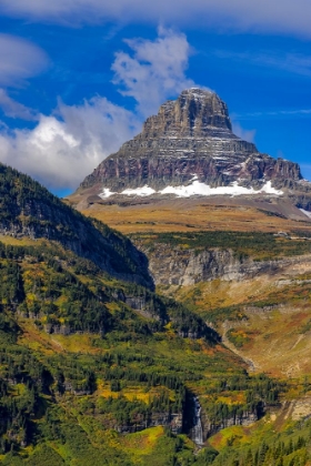 Picture of CLEMENTS MOUNTAIN AND REYNOLDS CREEK FALLS IN AUTUMN-GLACIER NATIONAL PARK-MONTANA-USA