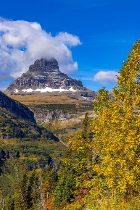 Picture of CLEMENTS MOUNTAIN AND REYNOLDS CREEK FALLS IN AUTUMN-GLACIER NATIONAL PARK-MONTANA-USA