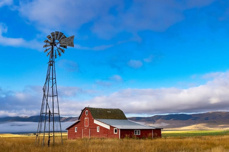 Picture of OLD BARN AFTER CLEARING STORM IN THE MISSION VALLEY-MONTANA-USA