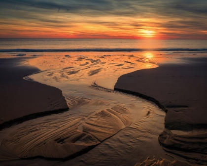 Picture of USA-NEW JERSEY-CAPE MAY NATIONAL SEASHORE-SUNSET ON OCEAN SHORE