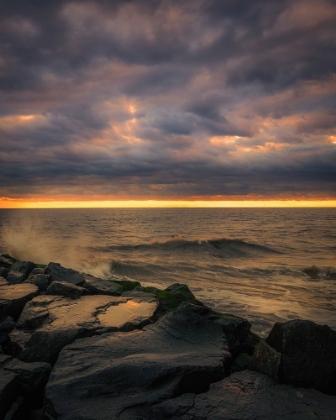 Picture of USA-NEW JERSEY-CAPE MAY NATIONAL SEASHORE-SUNSET ON OCEAN SHORE