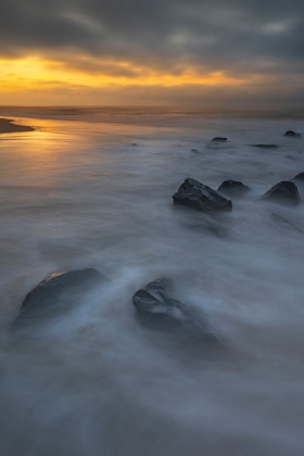 Picture of USA-NEW JERSEY-CAPE MAY NATIONAL SEASHORE SUNRISE ON ROCKY SHORELINE