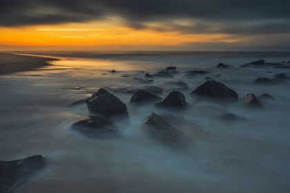 Picture of USA-NEW JERSEY-CAPE MAY NATIONAL SEASHORE SUNRISE ON ROCKY SHORELINE