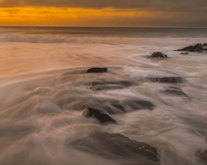 Picture of USA-NEW JERSEY-CAPE MAY NATIONAL SEASHORE SUNRISE ON ROCKY SHORELINE