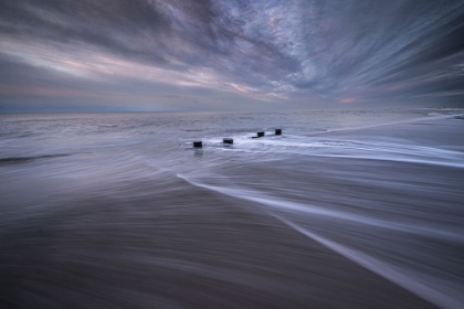 Picture of USA-NEW JERSEY-CAPE MAY NATIONAL SEASHORE PIER STUMPS ON SHORE AT SUNRISE