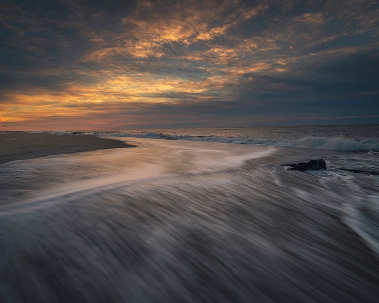 Picture of USA-NEW JERSEY-CAPE MAY NATIONAL SEASHORE SUNSET ON OCEAN AND BEACH SCENIC