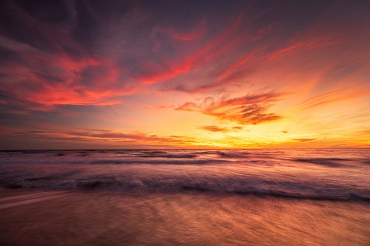 Picture of USA-NEW JERSEY-CAPE MAY NATIONAL SEASHORE SUNSET ON OCEAN SHORE