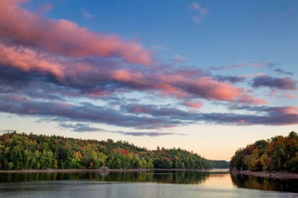 Picture of USA-NEW YORK-ADIRONDACKS AUTUMN SUNSET ON INDIAN LAKE