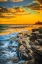 Picture of USA-NEW YORK-LAKE ONTARIO SUNSET WAVES ON ROCKY SHORELINE