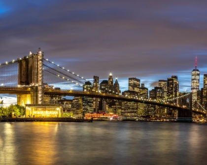 Picture of USA-NEW YORK THE BROOKLYN BRIDGE AND NEW YORK CITY SKYLINE