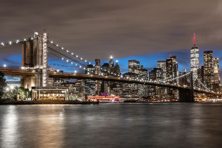 Picture of USA-NEW YORK THE BROOKLYN BRIDGE AND NEW YORK CITY SKYLINE