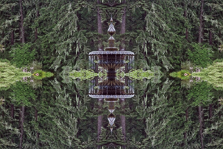 Picture of FOUNTAIN AND IN RHODODENDRON GARDEN-SHORE ACRES STATE PARK-COOS BAY-OREGON