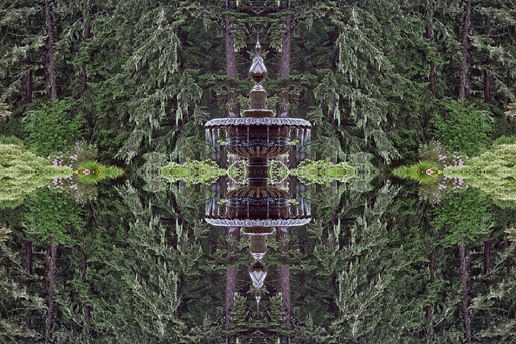 Picture of FOUNTAIN AND IN RHODODENDRON GARDEN-SHORE ACRES STATE PARK-COOS BAY-OREGON