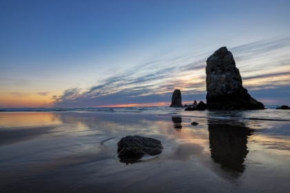 Picture of HAYSTACK ROCK PINNACLES AT LOW TIDE IN CANNON BEACH-OREGON-USA