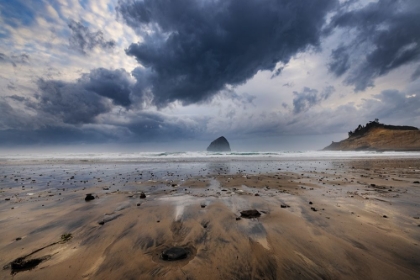 Picture of STORM CLOUDS AT LOW TIDE ON BEACH AT CAPE KIWANDA IN PACIFIC CITY-OREGON-USA