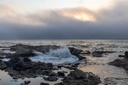 Picture of USA-OREGON-YACHATS THORS WELL-WAVES CRASHING INTO THORS WELL