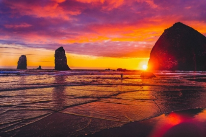 Picture of COLORFUL SUNSET-HAYSTACK ROCK SEA STACKS-CANON BEACH-CLATSOP COUNTY-OREGON-ORIGINALLY DISCOVERED BY