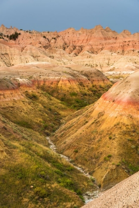 Picture of THE GRASSY VALLEY WITH DRY CREEK IS FED BY THE RUN OFF OF THE HOODOOS LINING THE SIDE